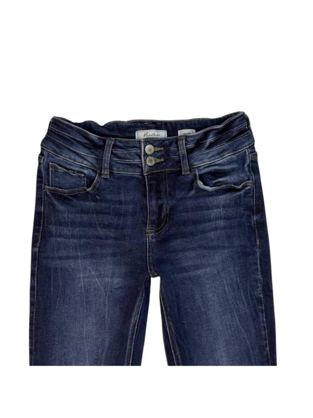 Kancan Signature Mid Rise Super Flare Jeans Size 26 Distressed Raw Hems VBK2079L - Picture 3 of 13